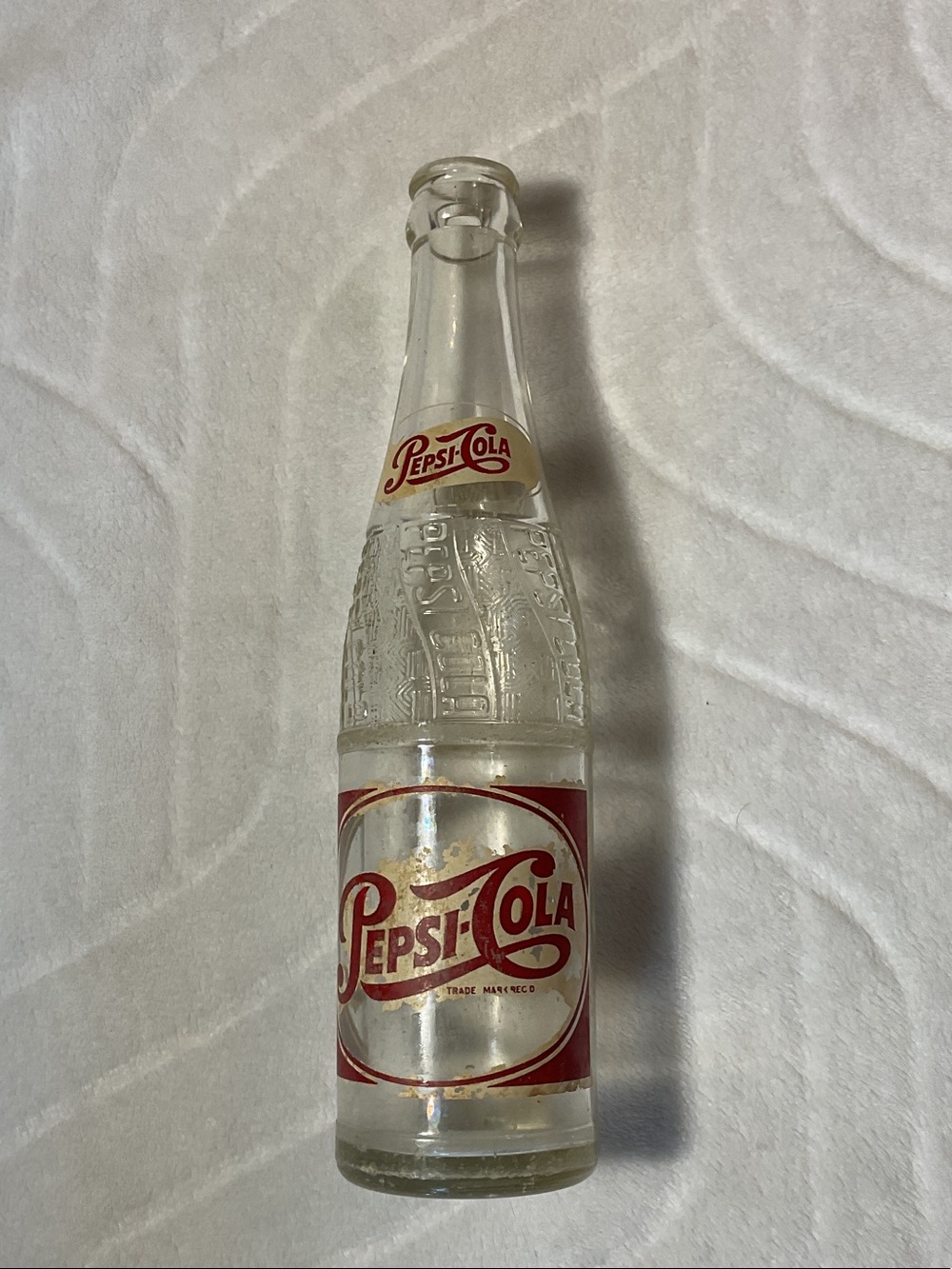 Vintage Pepsi-Cola Clear Glass Bottle